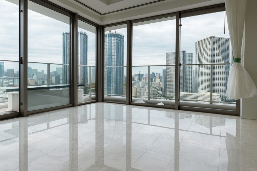 ストーンカバー工法　タワーマンションの床